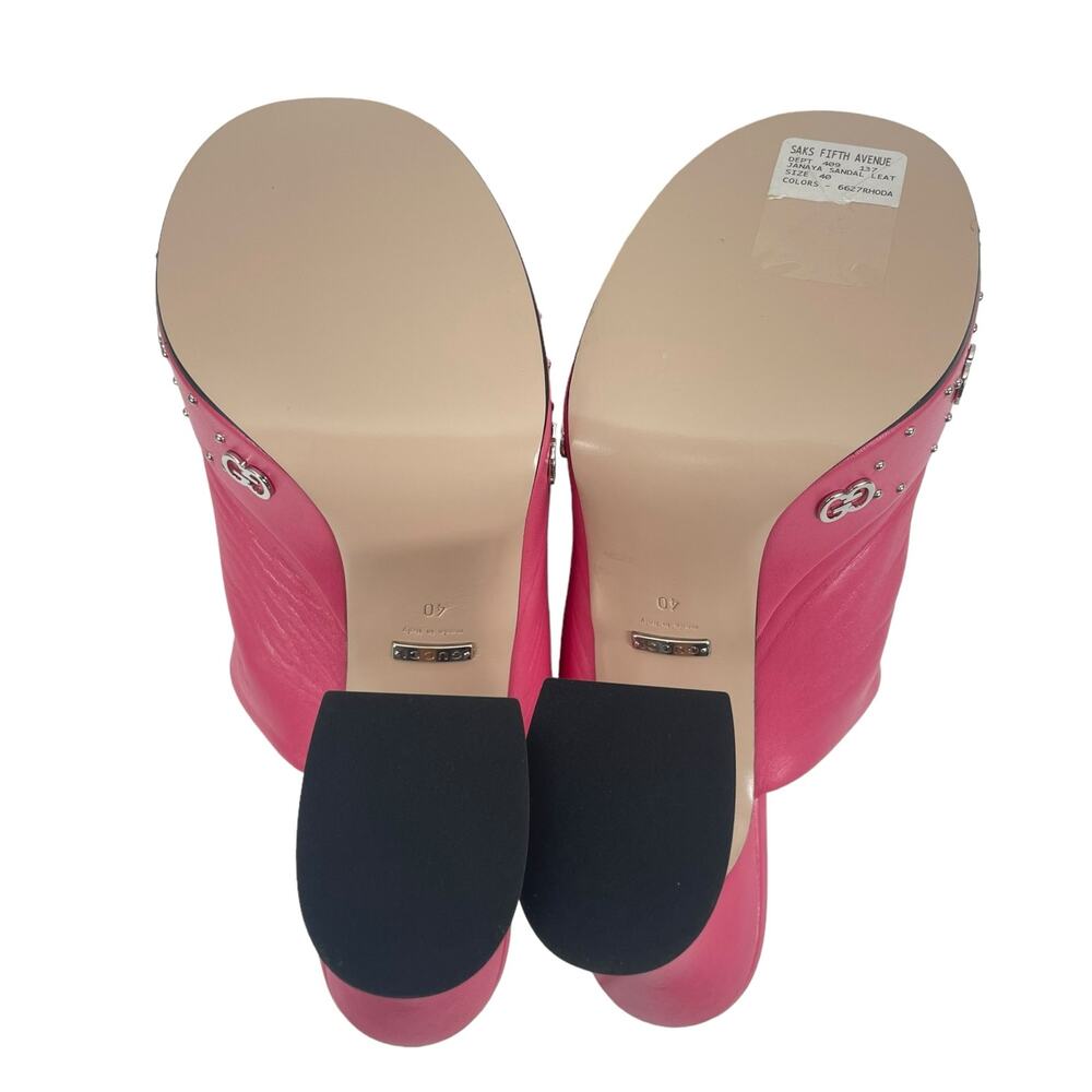 Gucci GG Studs Leather Platform Slide Sandal Rhodamine Pink Size 40 - Picture 9 of 14